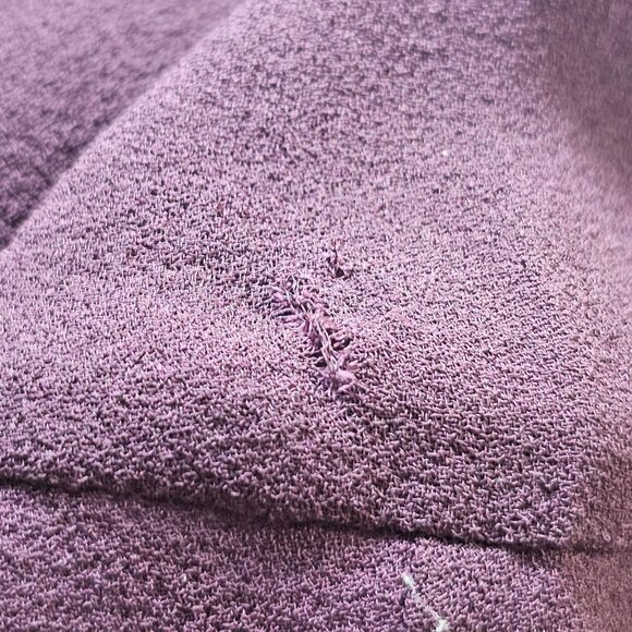 DKNY Women's Purple Silk Ruffle V Neck Pheasant Boho vibe Top Blouse size 10 - Picture 8 of 12